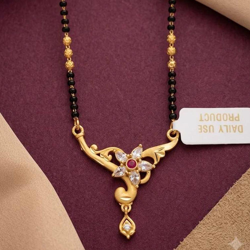 Gold Plated Floral AD Stone Mangalsutra for Women(Art No.30) - Image 3