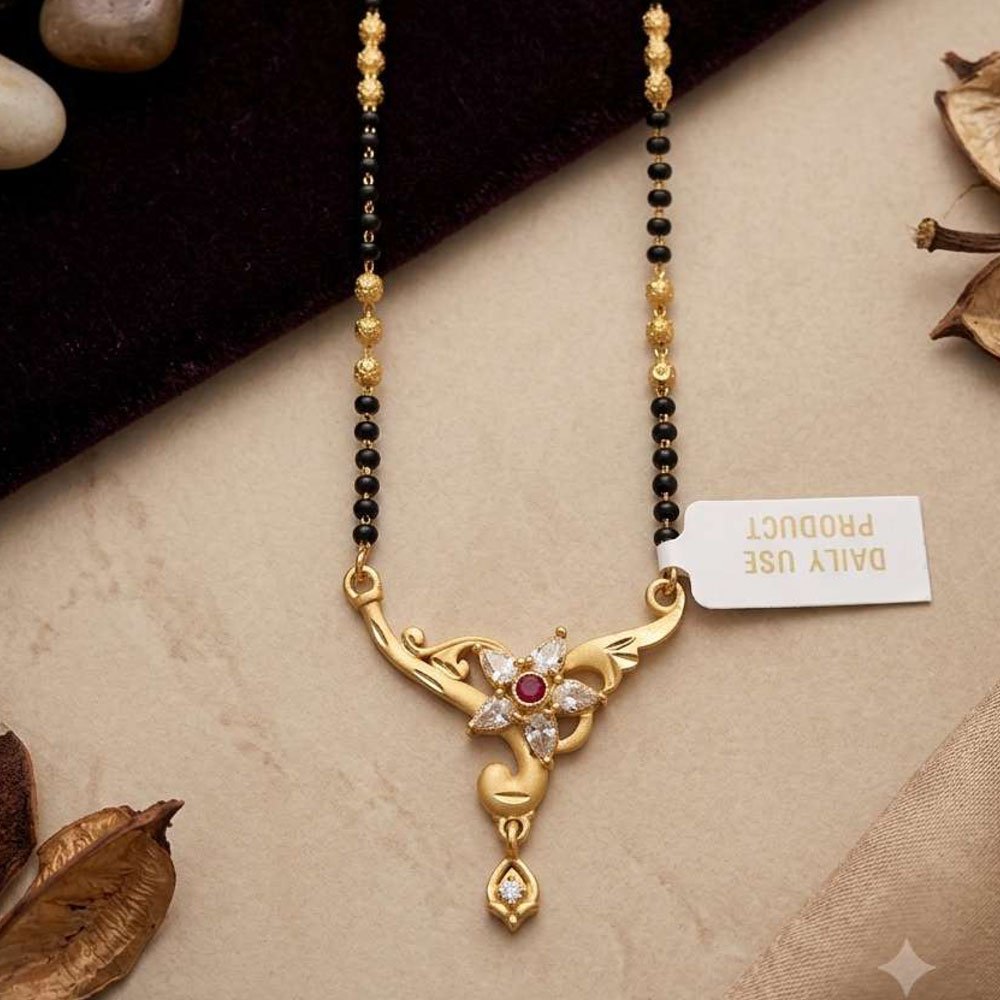 Gold Plated Floral Mangalsutra for Women with AD Stones(Art No. 29) - Image 3