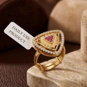 Elegant Gold Plated Triangle AD Stone Ring ( Art No. 86)