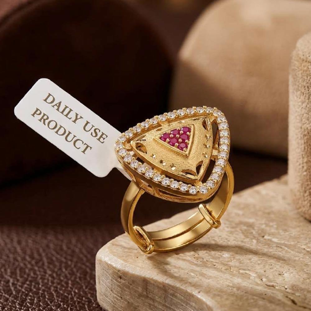 Elegant Gold Plated Triangle AD Stone Ring ( Art No. 86)