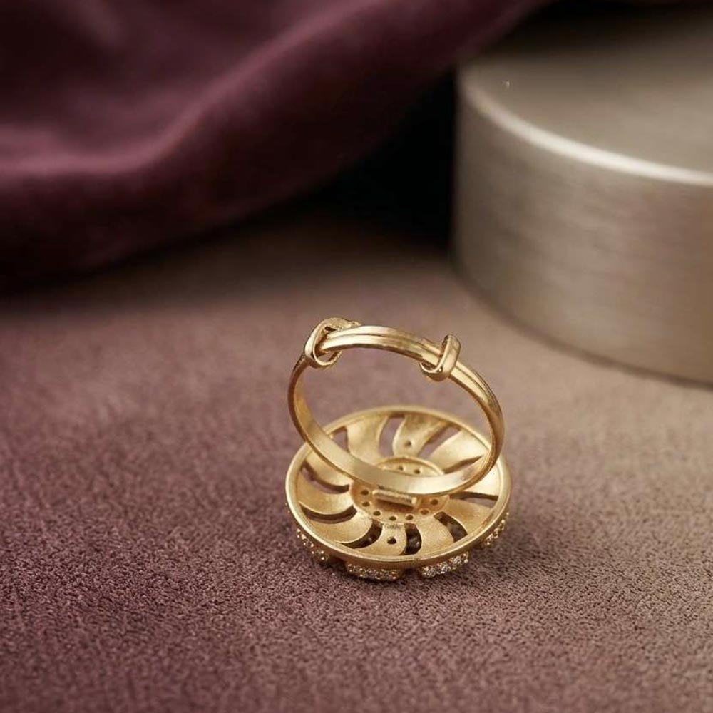 Designer Gold Plated AD Stone Ruby Adjustable Ring (Art No. 79) - Image 4