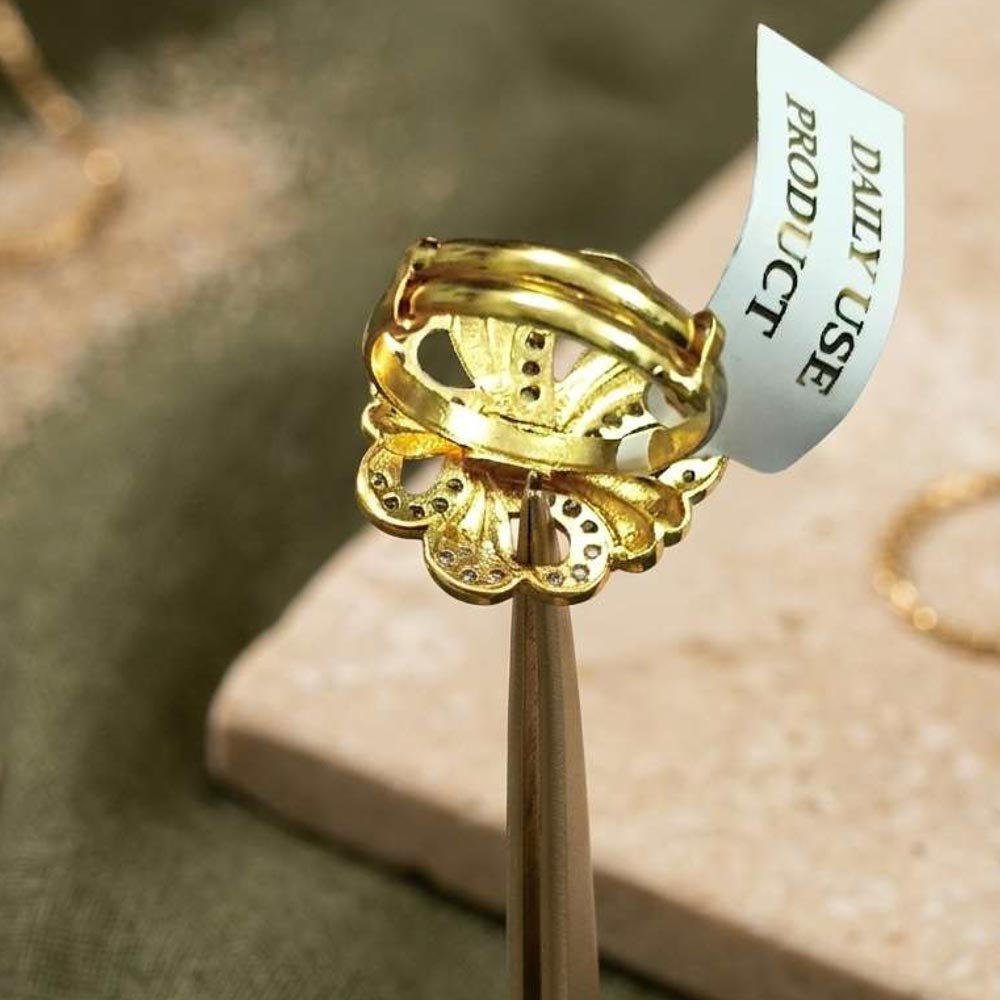 Desinger Gold Plated AD Stone Adjustable Ring (Art No. 74) - Image 4