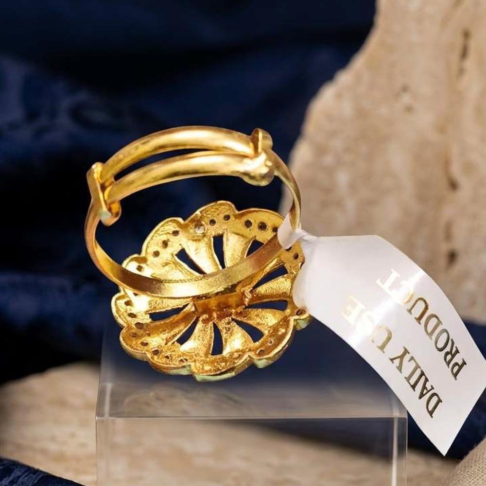 Elegant Gold Plated Floral CZ Adjustable Ring (Art No. 83) - Image 4