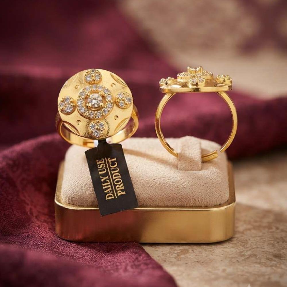 Gold Plated CZ Stone Adjustable Designer Ring ( Art No. 61) - Image 3