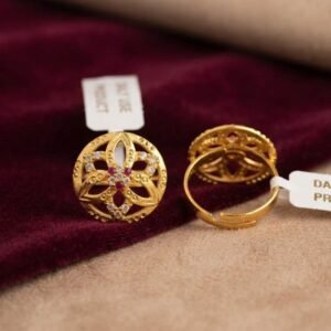 Beautiful Gold Plated Floral CZ Adjustable Ring (Art No.45)