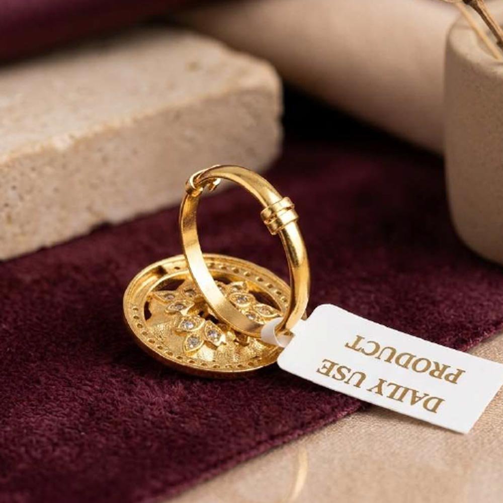 Traditional Gold Plated Adjustable Floral CZ Stone Ring ( Art No. 84) - Image 3