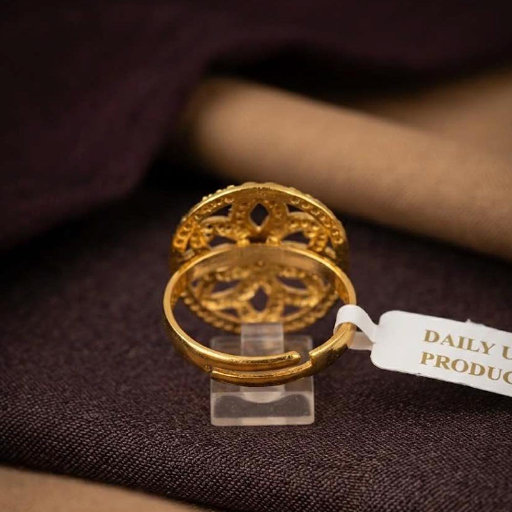 Beautiful Gold Plated Floral CZ Adjustable Ring (Art No.45) - Image 3