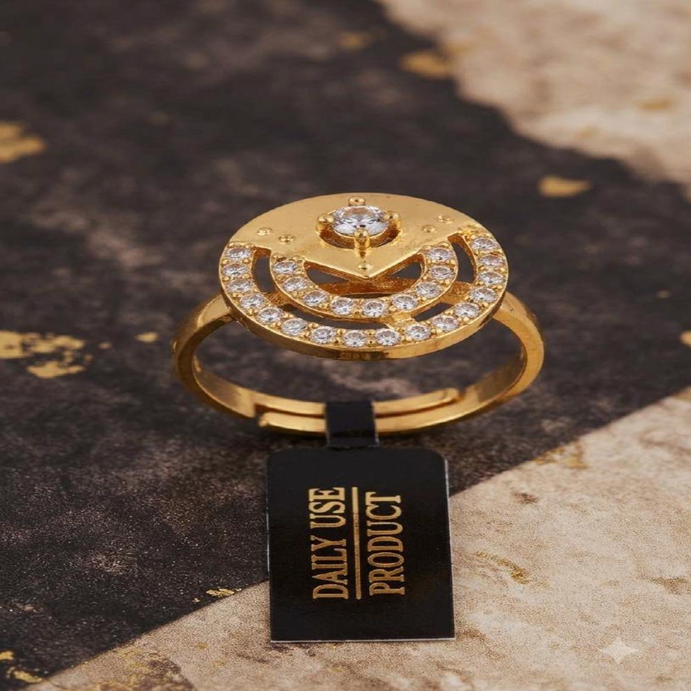 Gold Plated CZ Adjustable Statement Ring For Women(Art No.58) - Image 4