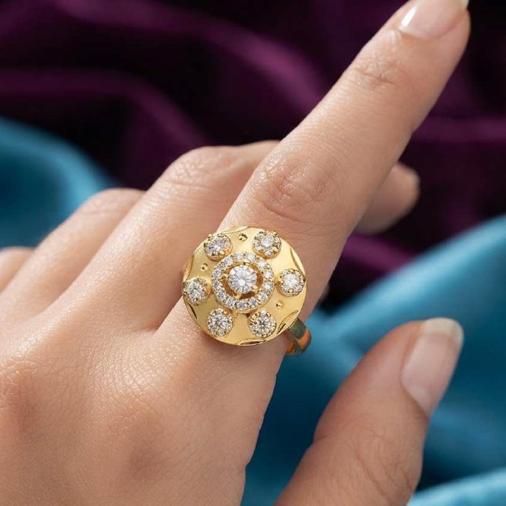 Gold Plated CZ Stone Adjustable Designer Ring ( Art No. 61) - Image 2