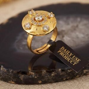 Gold Plated CZ Stone Adjustable Designer Ring ( Art No. 61)