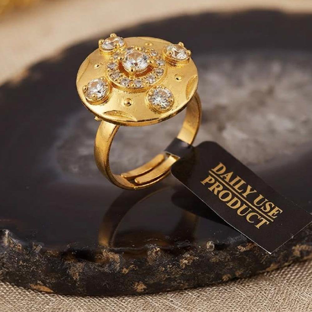 Gold Plated CZ Stone Adjustable Designer Ring ( Art No. 61)