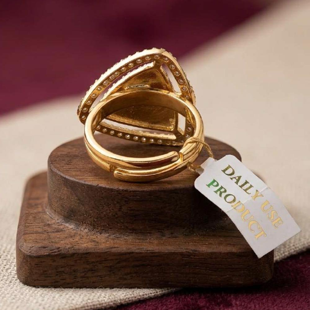 Elegant Gold Plated Triangle AD Stone Ring ( Art No. 86) - Image 4