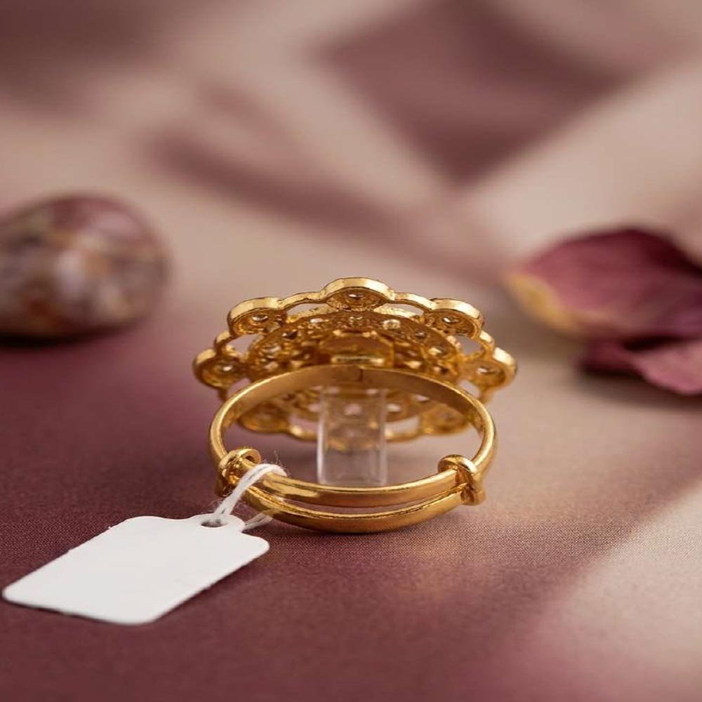 Designer Gold Plated AD Stone Adjustable Floral Ring (Art No. 77) - Image 3