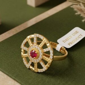 Designer Gold Plated Adjustable CZ Ruby Ring  (Art No. 81)