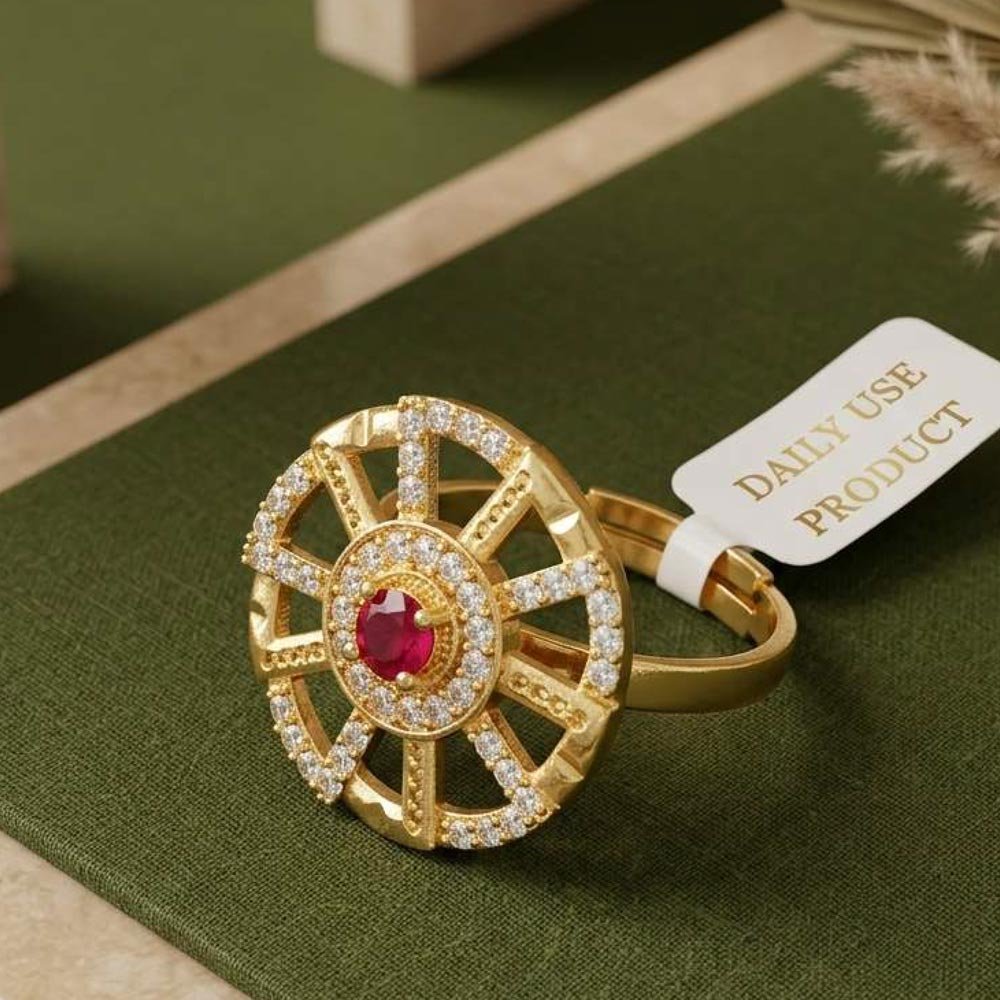 Designer Gold Plated Adjustable CZ Ruby Ring  (Art No. 81)