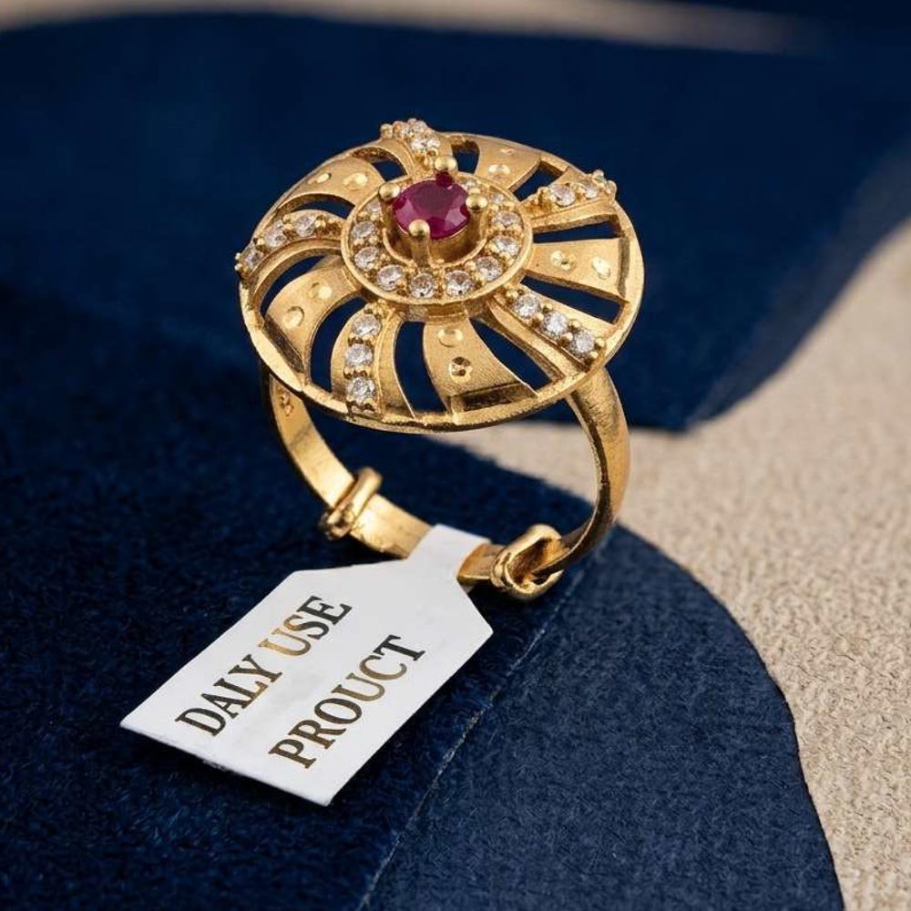 Designer Gold Plated AD Stone Ruby Adjustable Ring (Art No. 79) - Image 3