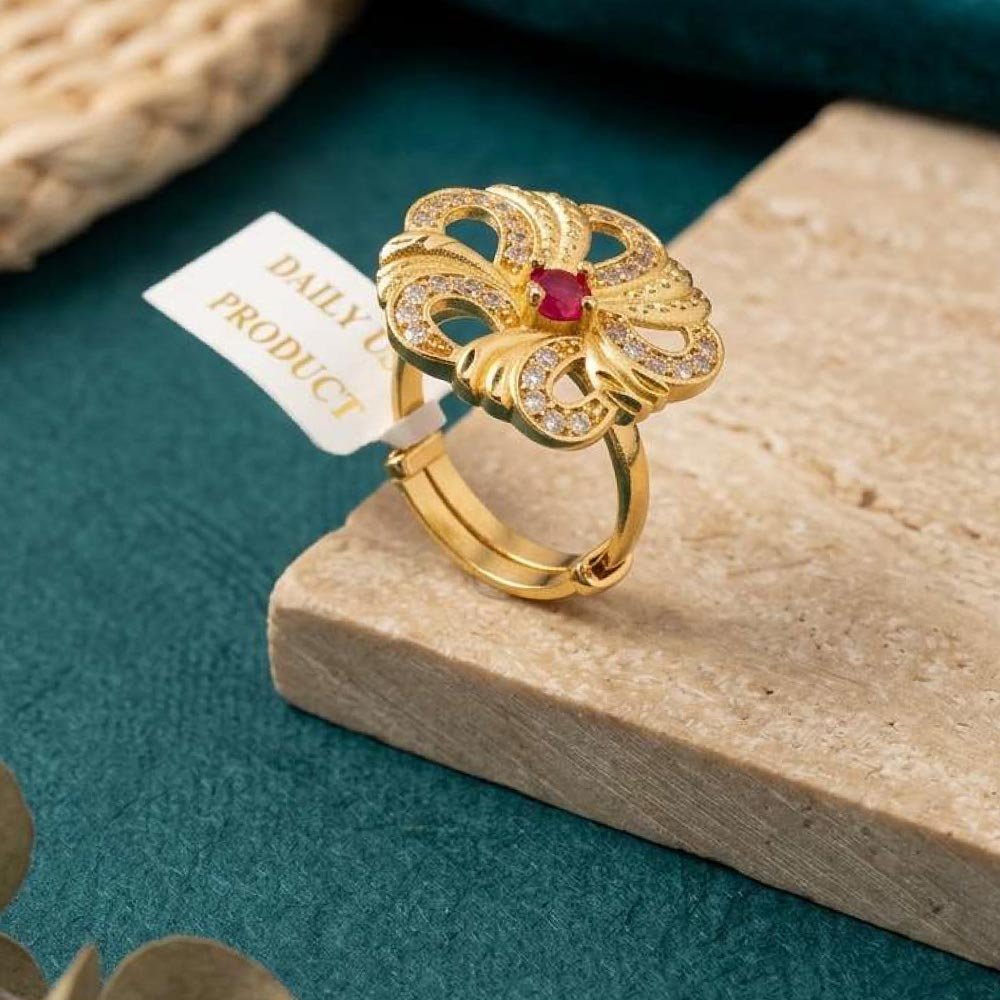 Desinger Gold Plated AD Stone Adjustable Ring (Art No. 74) - Image 2