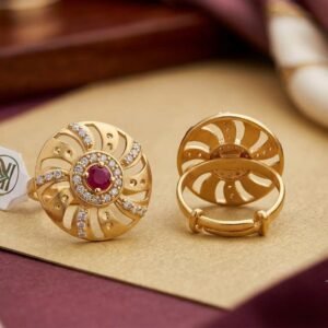 Designer Gold Plated AD Stone Ruby Adjustable Ring (Art No. 79)