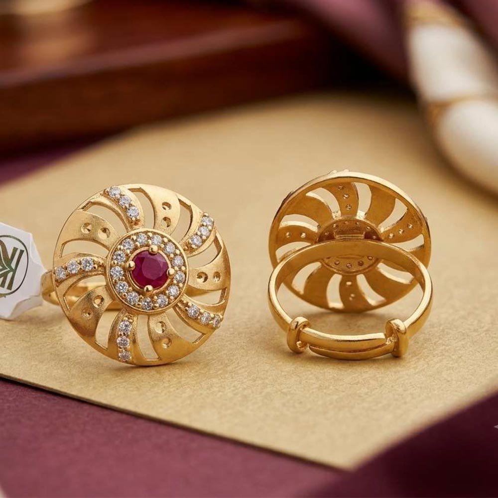Designer Gold Plated AD Stone Ruby Adjustable Ring (Art No. 79)