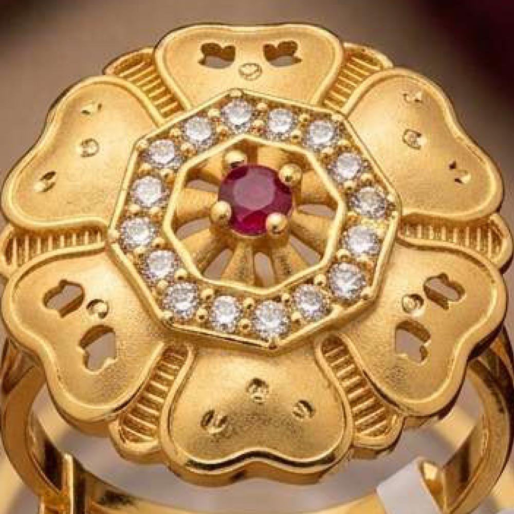 Elegant Gold Plated Floral AD Stone Adjustable Ring ( Art No. 70) - Image 3