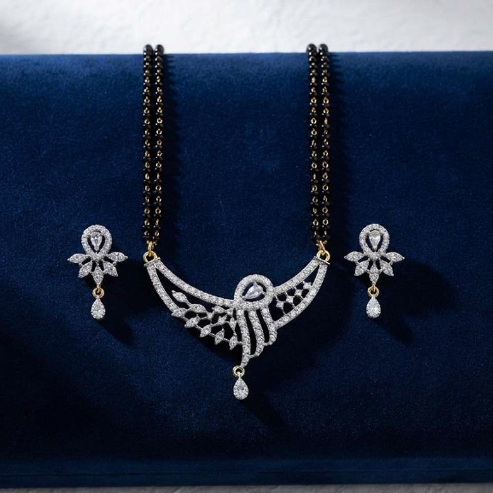 Silver Tone CZ Designer Mangalsutra Set For Women ( Art No. 105)
