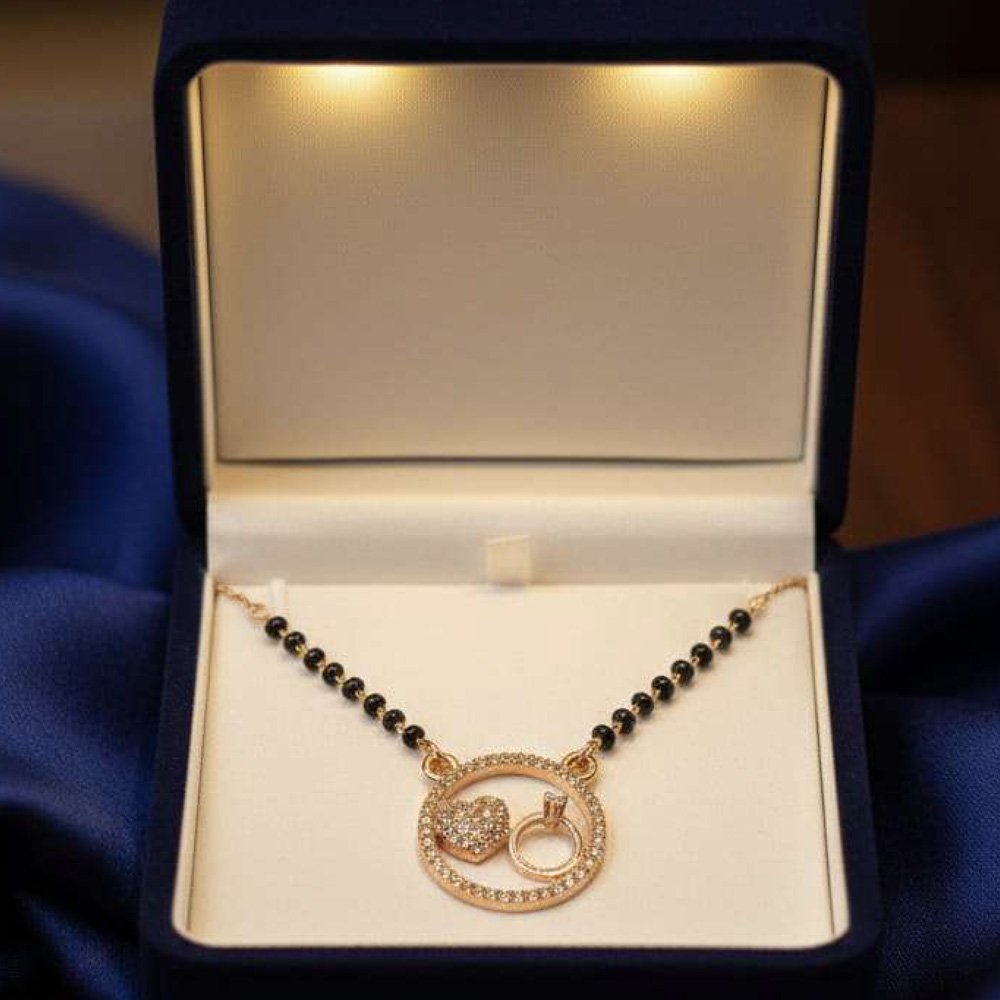 Gold Plated CZ Heart & Ring Circle Mangalsutra For Women (Art No.151) - Image 2