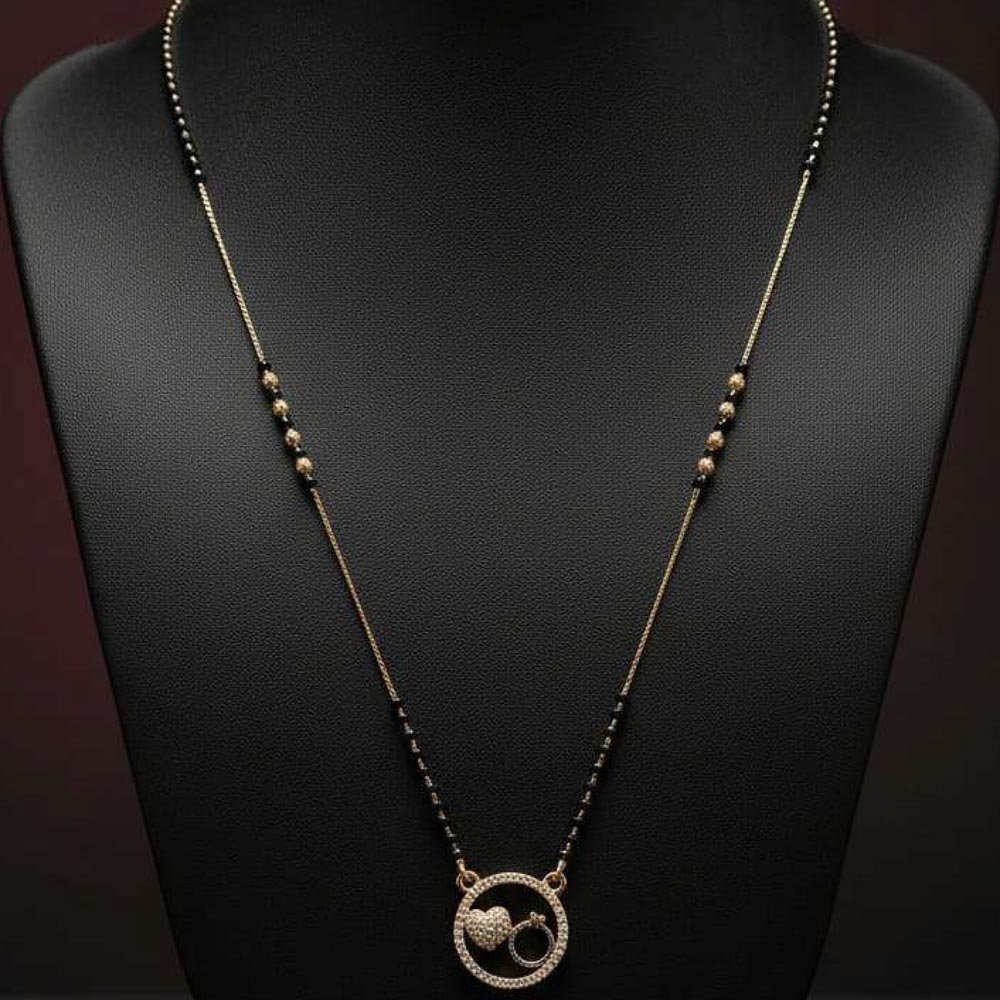 Gold Plated CZ Heart & Ring Circle Mangalsutra For Women (Art No.151) - Image 3