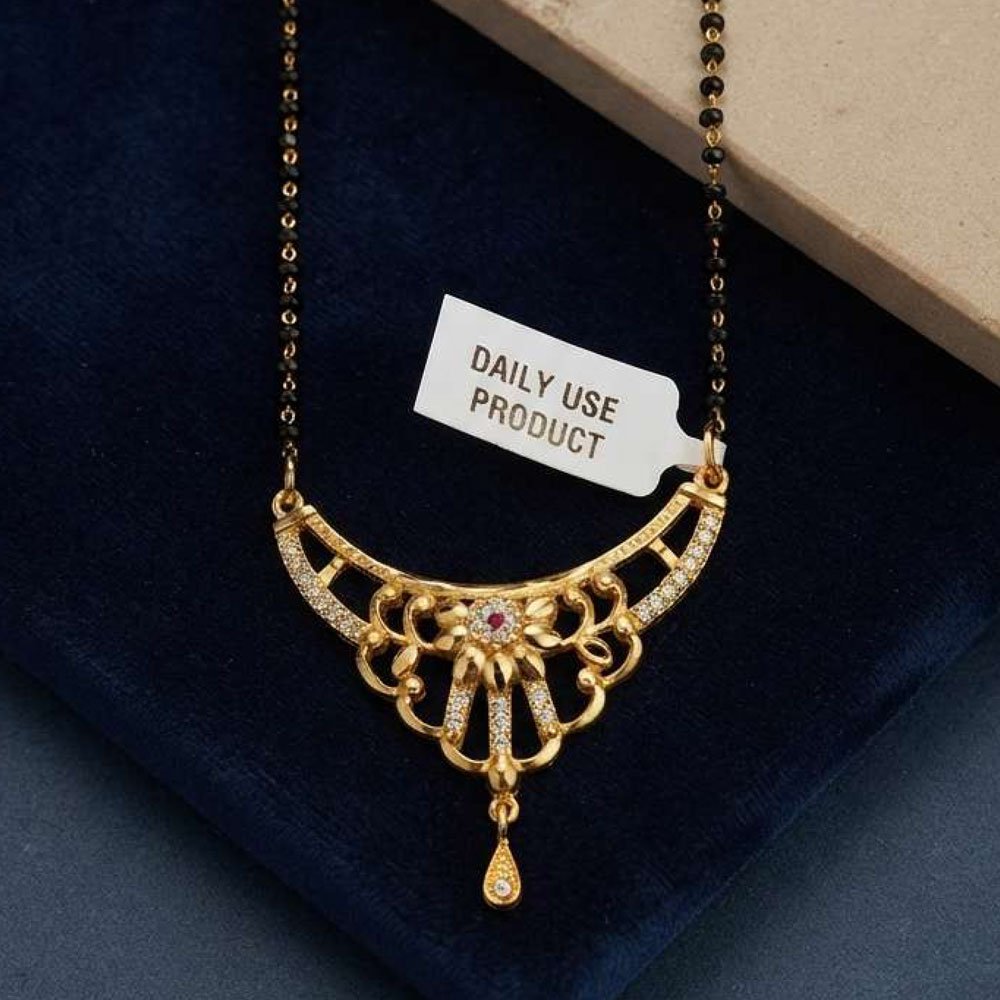 Gold Plated Floral Cutwork AD Mangalsutra for Women (Art No.182) - Image 2