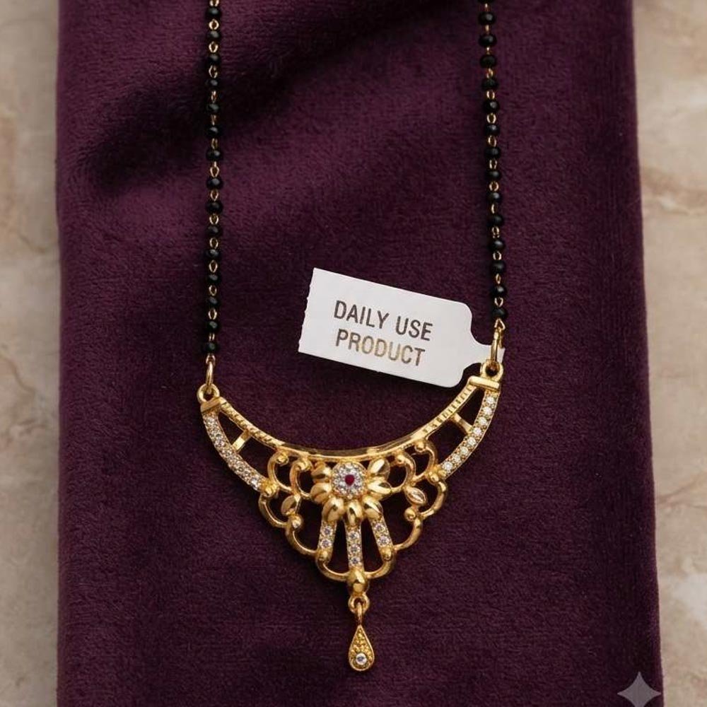 Gold Plated Floral Cutwork AD Mangalsutra for Women (Art No.182) - Image 3