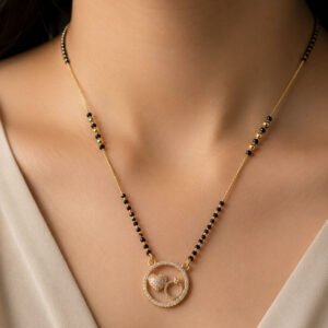 Gold Plated CZ Heart & Ring Circle Mangalsutra For Women (Art No.151)