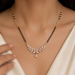 Gold Plated Leaf Design AD Mangalsutra For Women (Art No..152)