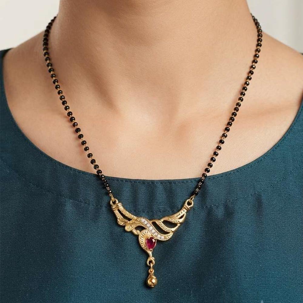Gold Plated Ruby AD Stone Mangalsutra for Women (Art No.166)