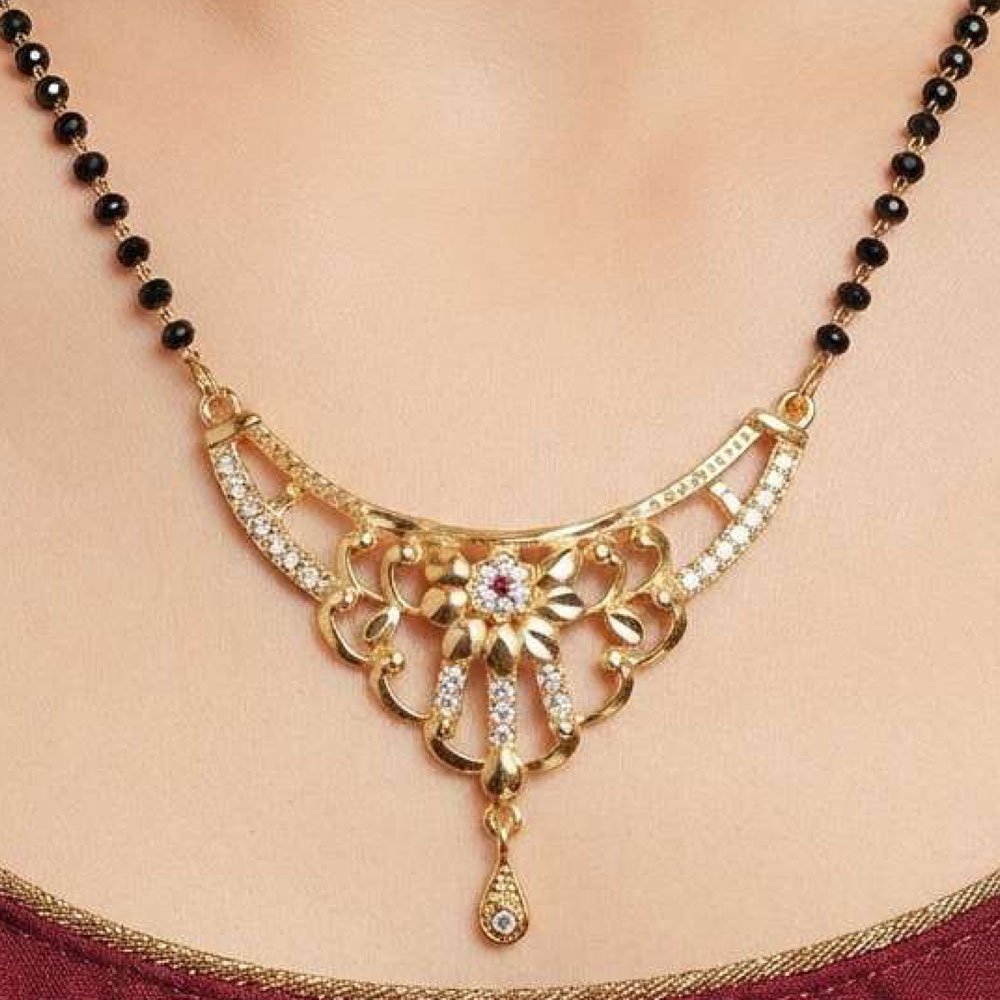 Gold Plated Floral Cutwork AD Mangalsutra for Women (Art No.182)