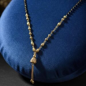 Gold Plated Tassel Pendant Black Bead Mangalsutra Chain For Women (Art No.145)