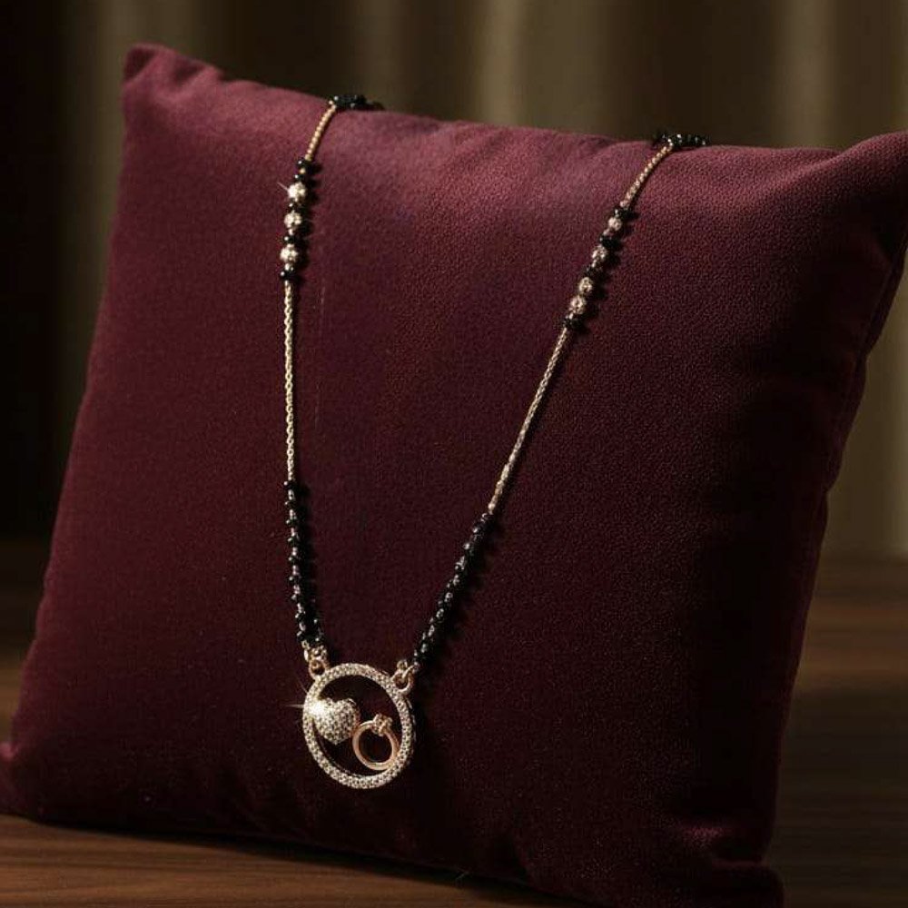 Gold Plated CZ Heart & Ring Circle Mangalsutra For Women (Art No.151) - Image 4