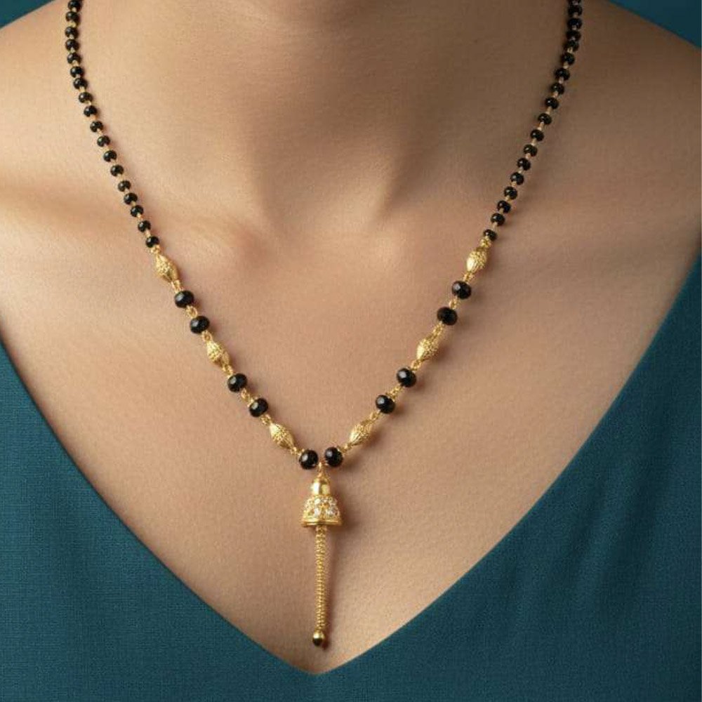 Gold Plated Black Bead Mangalsutra For Women (Art No.143)