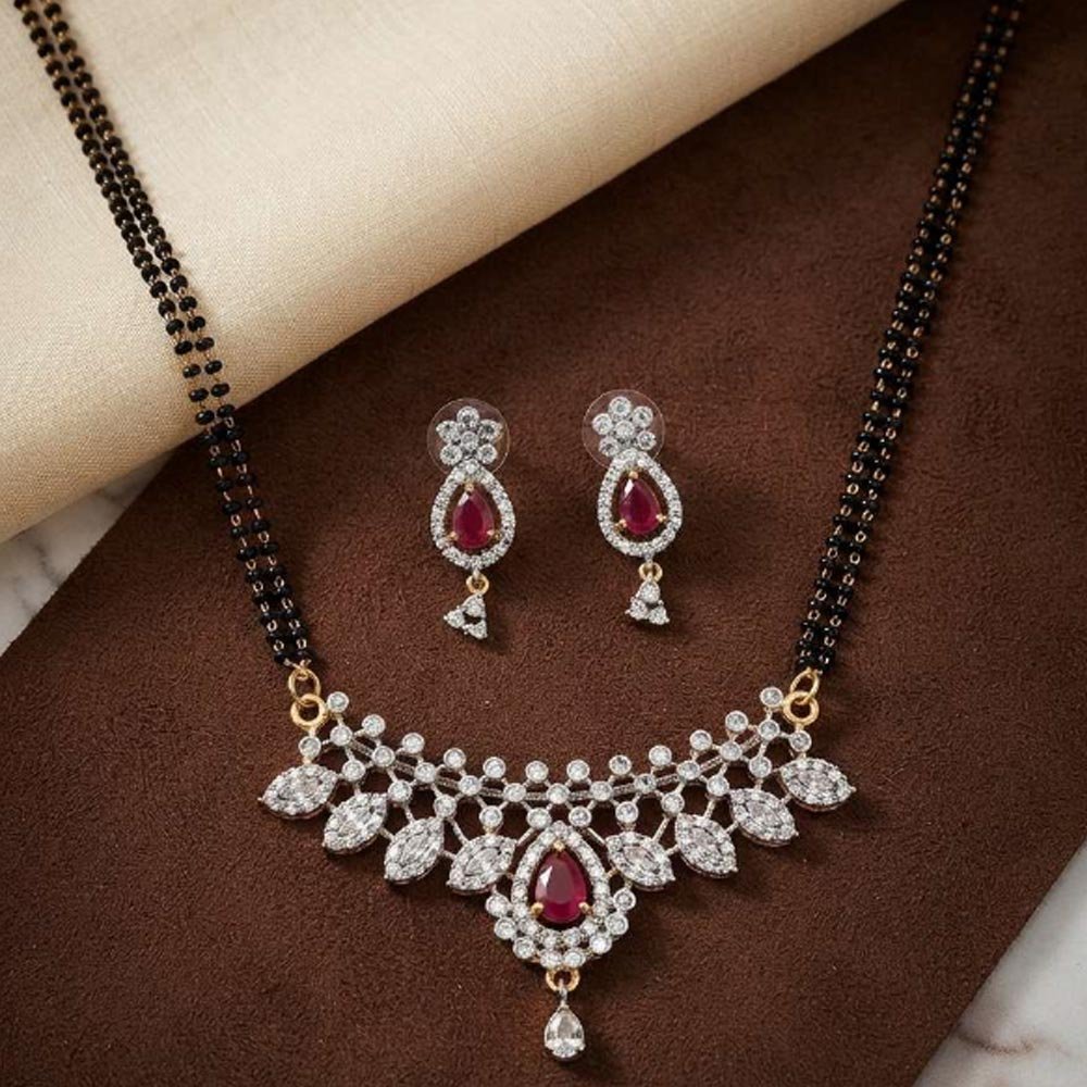 Silver Plated Ruby CZ Mangalsutra Set For Women ( Art No. 104) - Image 2