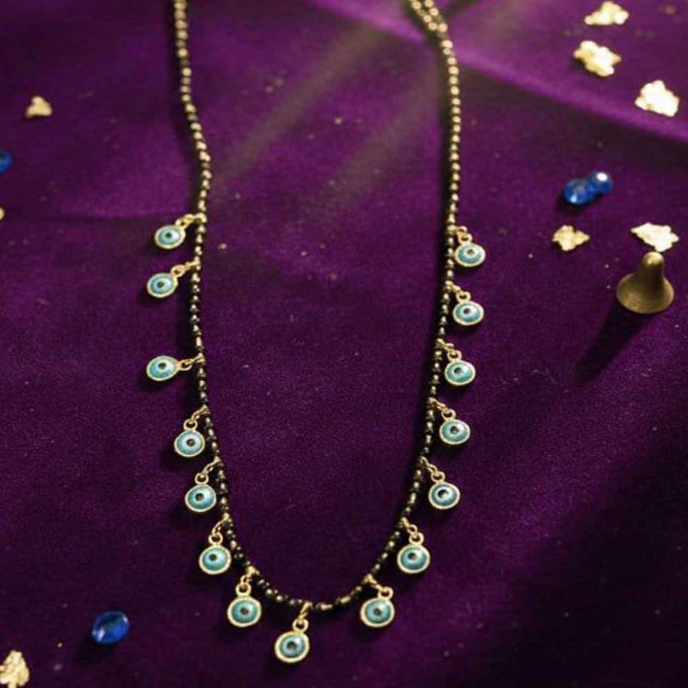 Gold Plated Blue Evil Eye Charm Mangalsutra Necklace (Art No. 164) - Image 3