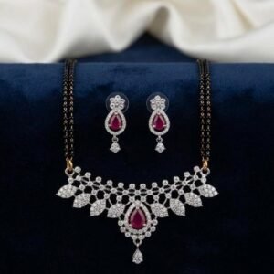 Silver Plated Ruby CZ Mangalsutra Set For Women ( Art No. 104)