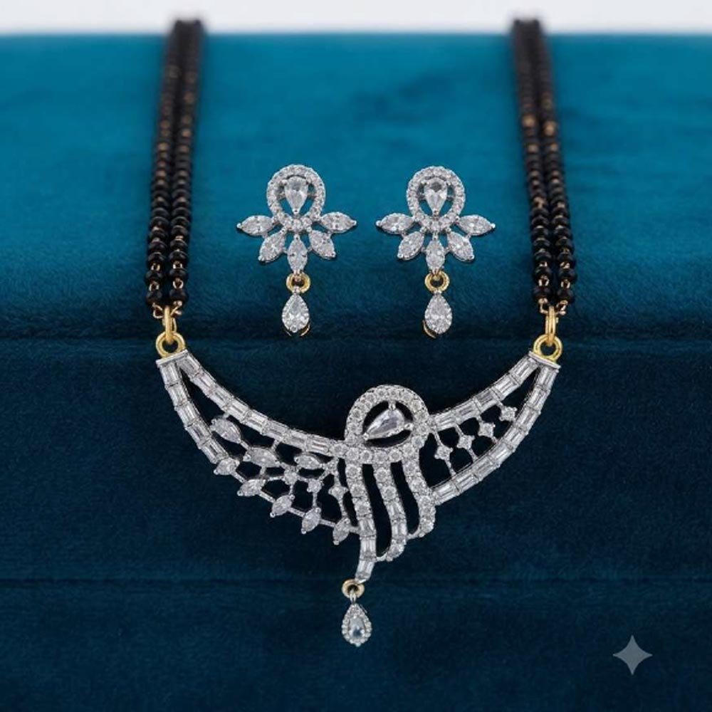 Silver Tone CZ Designer Mangalsutra Set For Women ( Art No. 105) - Image 2