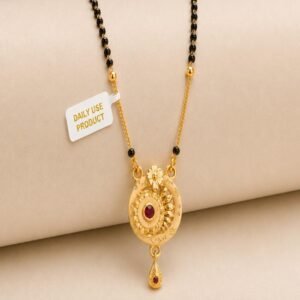 Gold Plated Ruby Floral Daily Wear Mangalsutra Pendant For Women (Art No. 33)