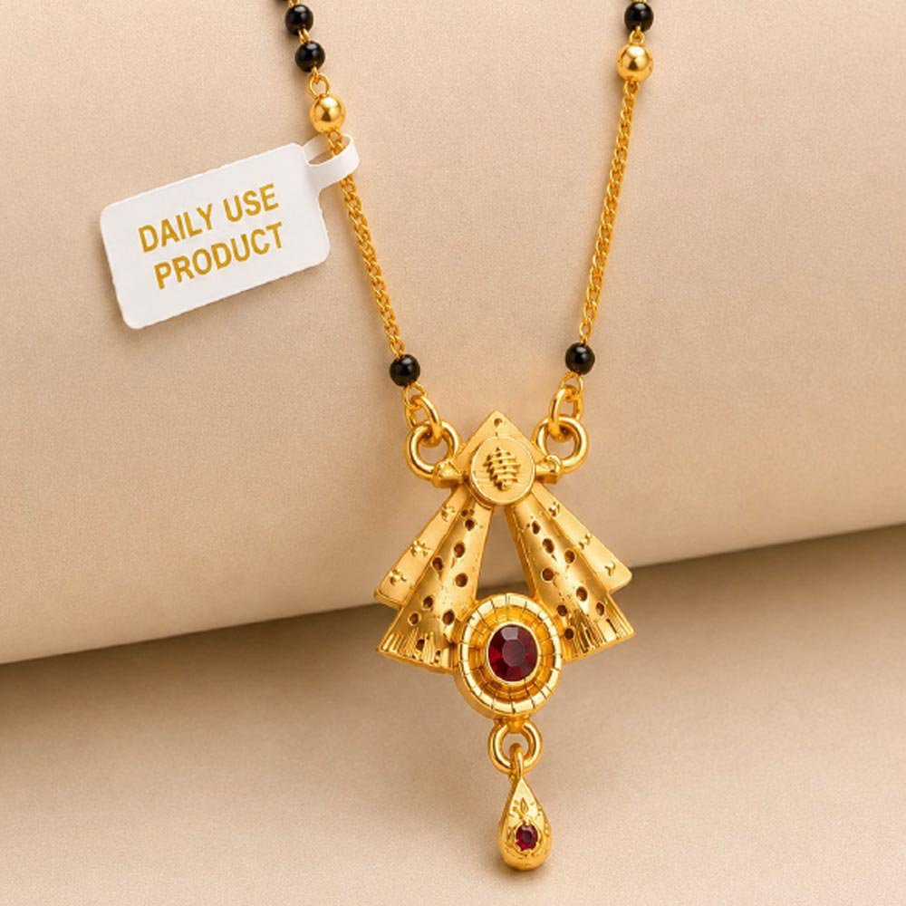 Traditional Gold Plated Ruby Stone Mangalsutra For Women Daily Wear Mangalsutra(Art No.31) - Image 4