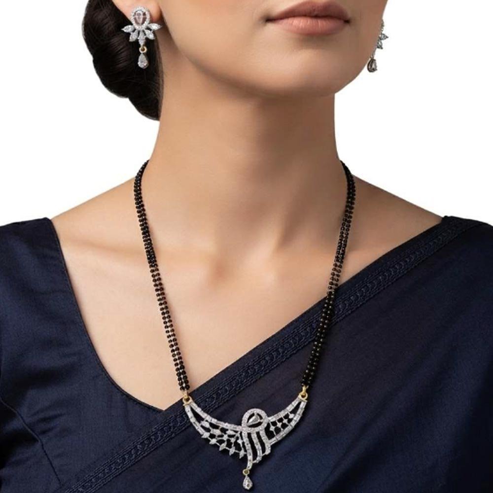 Silver Tone CZ Designer Mangalsutra Set For Women ( Art No. 105) - Image 4