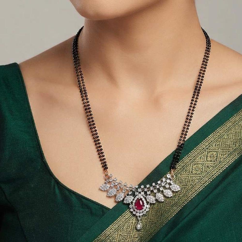 Silver Plated Ruby CZ Mangalsutra Set For Women ( Art No. 104) - Image 4