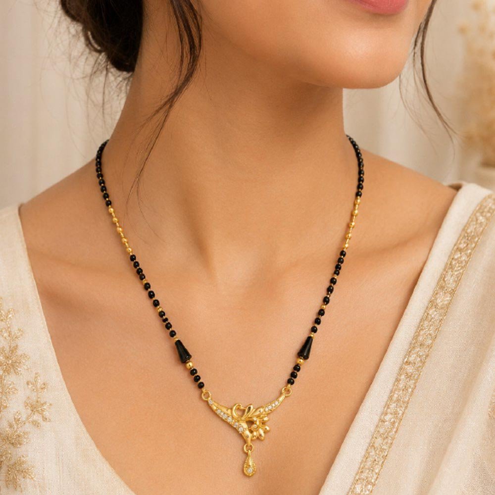 Gold Plated CZ Floral Mangalsutra For Women (Art No. 114) - Image 3