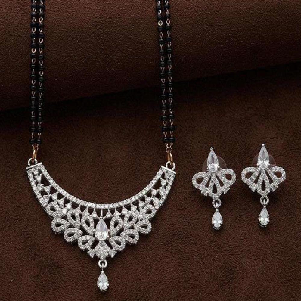 Silver Plated AD Stone Floral Mangalsutra Set For Women (Art No.108) - Image 2