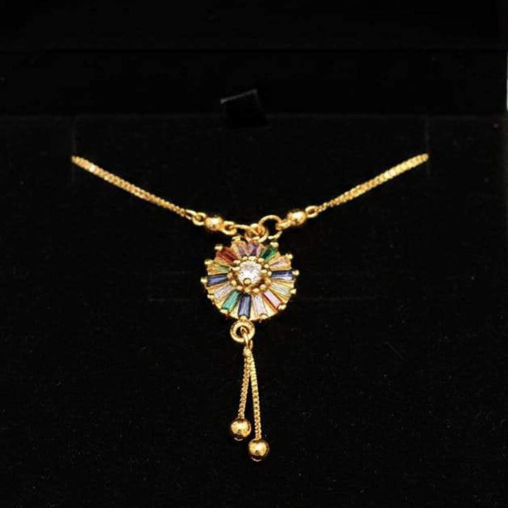 Gold Plated Rainbow Flower Pendant Chain (Art No.196) - Image 4