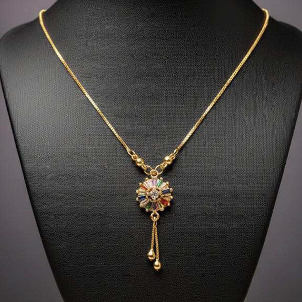 Gold Plated Rainbow Flower Pendant Chain (Art No.196) - Image 3