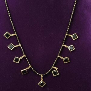 Gold Plated Black Stone Charm Mangalsutra Necklace (Art No.163)