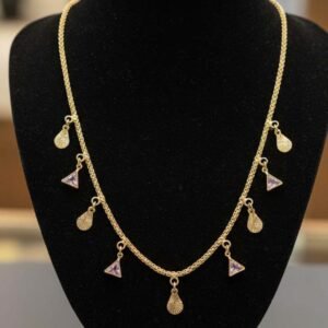 Gold Plated Purple Charm Layered Pendant (Art No. 137)